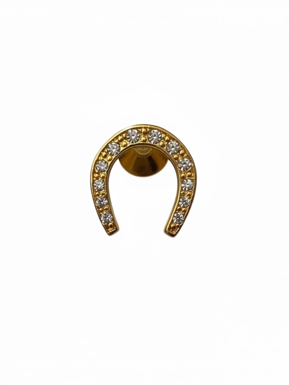 Gold toned Crystal Horseshoe tac pin